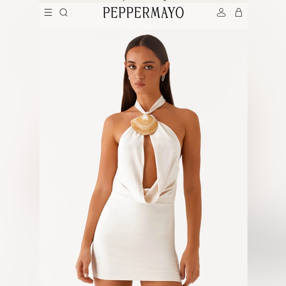 NWT peppermayo Cream Backless Halter Dress